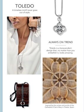 BRIGHTON Large TOLEDO Silver Floral Clover Pendant Necklace/convertable